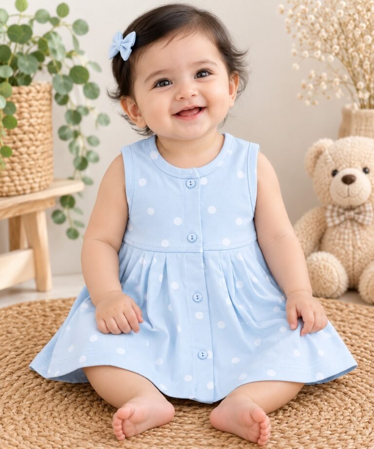 Blue Bliss Polka Dot Sleeveless Frock