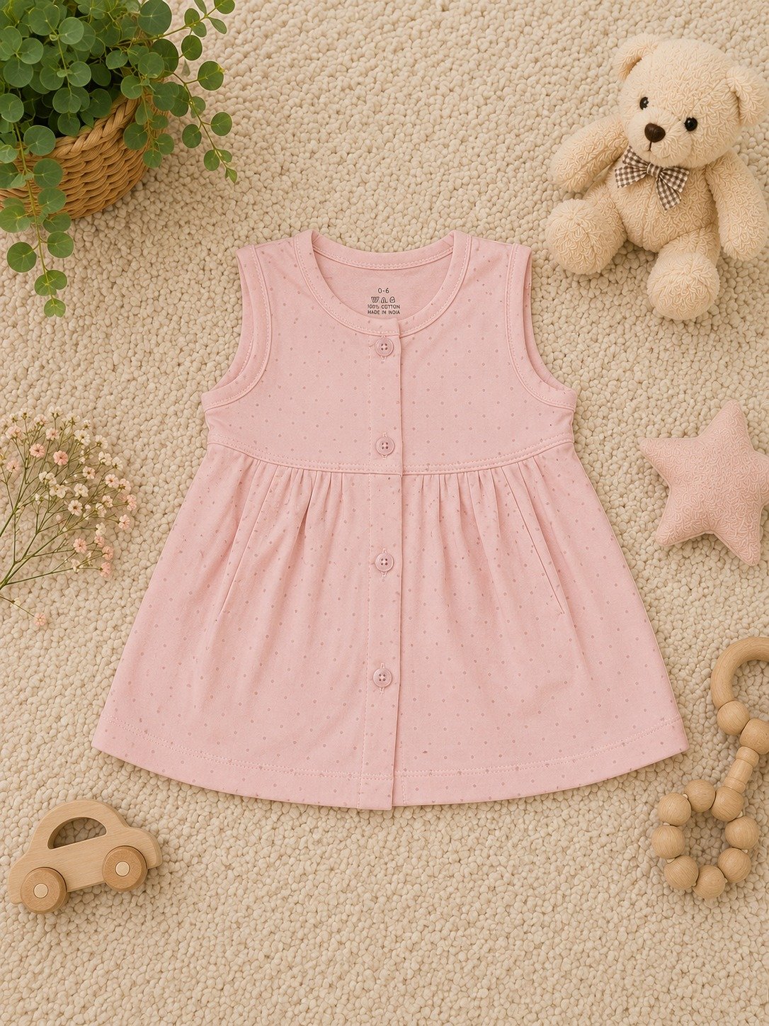 Rosy Dotty Sleeveless Frock - Image 2