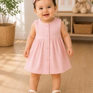 Rosy Dotty  Sleeveless  Frock