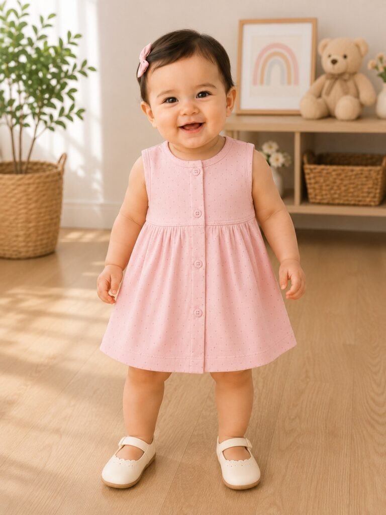 Rosy Dotty  Sleeveless  Frock