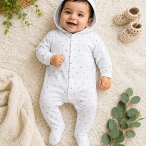 Little Moon Hooded Footed Jumpsuit