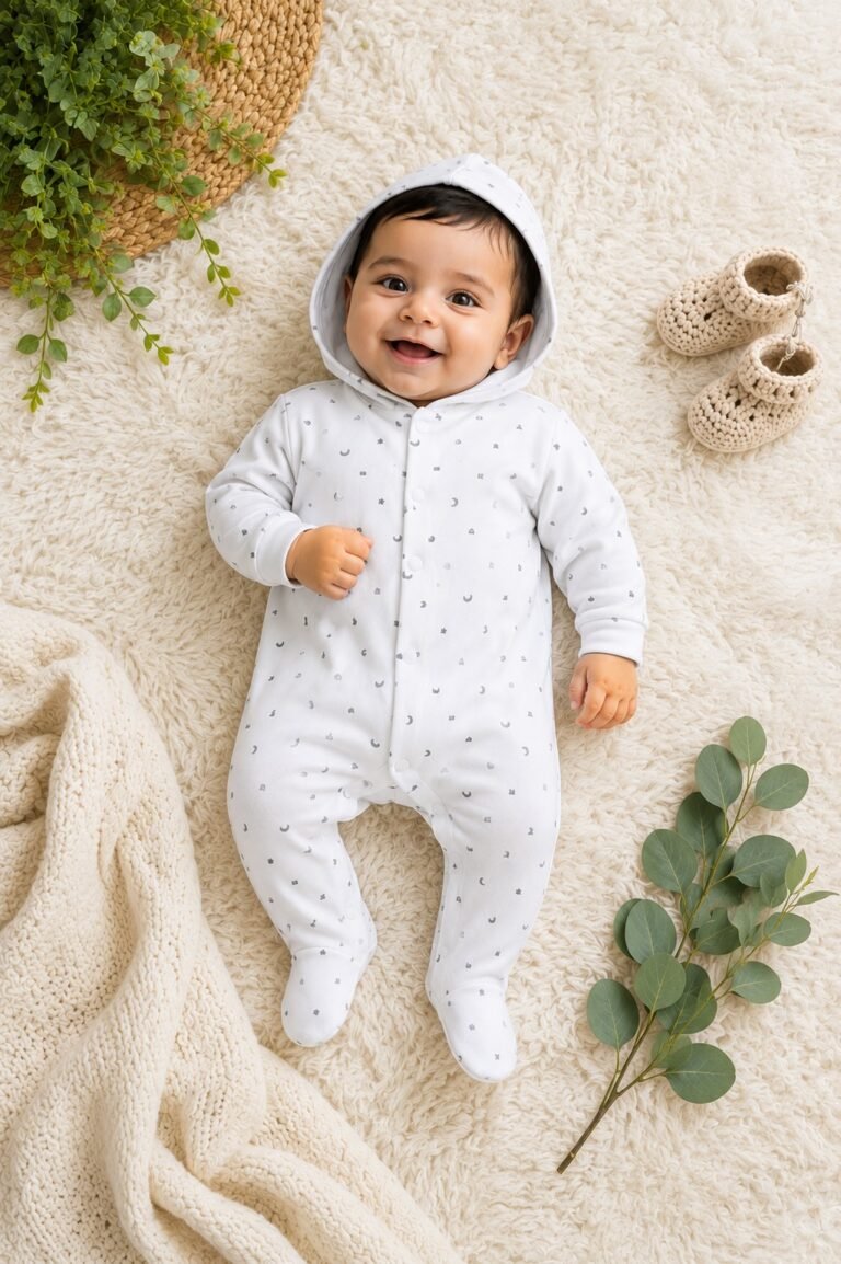 Little Moon Hooded Footed Jumpsuit