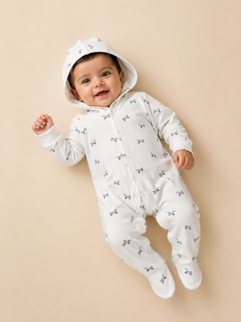 Little Puppy Hooded Footed Jumpsuit