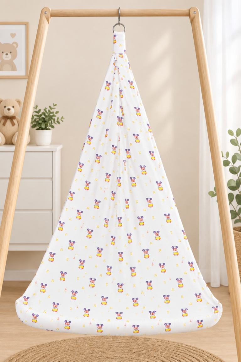 Baby Hanging Cradle / Cloth Jhula / Thottil Bed with Cute Character Print (Stand Not Included)
