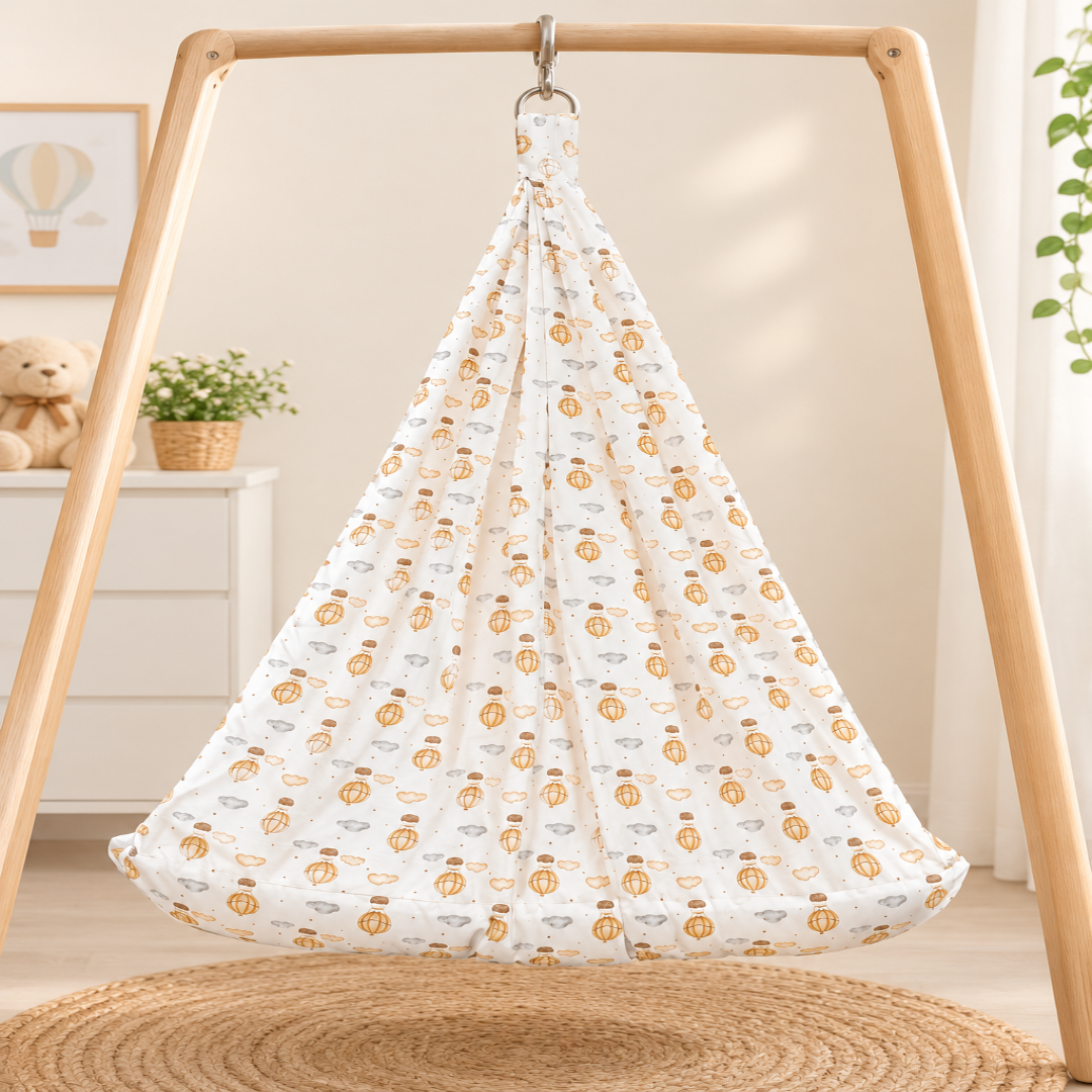 Baby Hanging Cradle / Cloth Jhula / Thottil Bed with Hot Air Balloon (Stand Not Included)