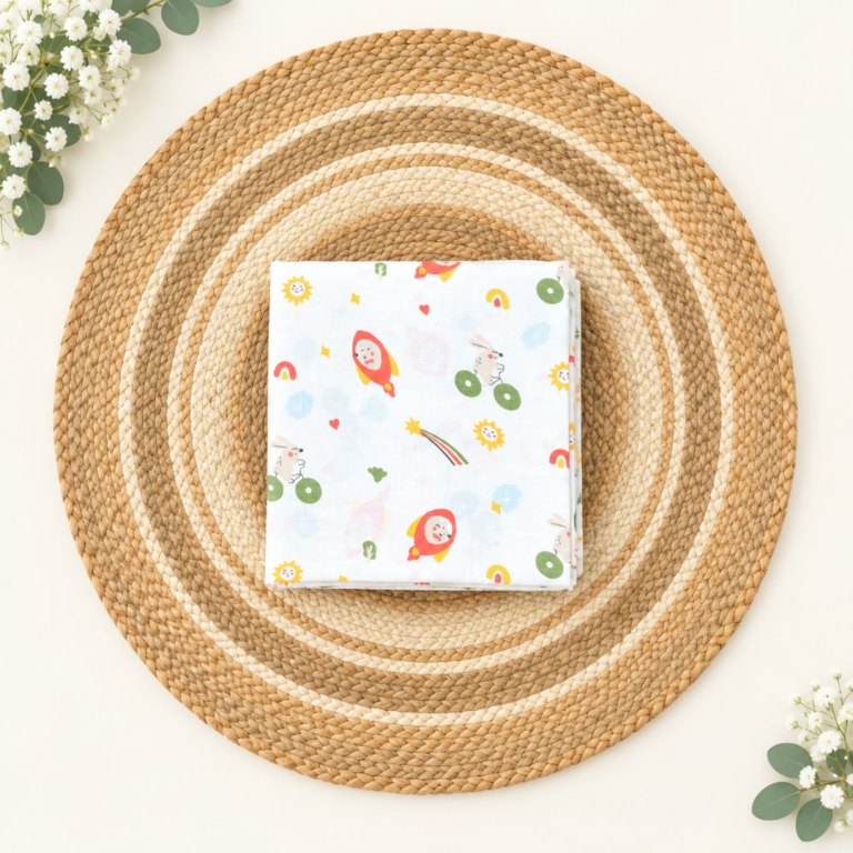 AivaKids Muslin Swaddle – Little Rainbow Adventure Print