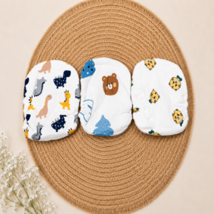 Muslin Leakproof Velcro Diaper (Pack of 3) - Dinosaurs, Clouds, and Tigers