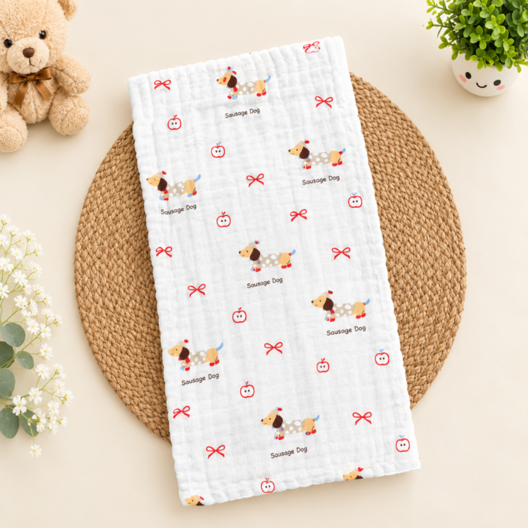 Crinkled Burp Cloth - Sausage Dog