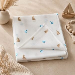 Muslin Swaddle - Boats and Anchor Print