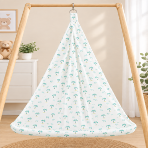 Baby Hanging Cradle / Cloth Jhula / Thottil Bed with Coconut Tree Print (Stand Not Included)