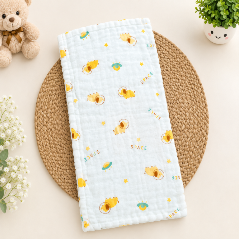 Crinkled Muslin Burp Cloth-Space Elephant