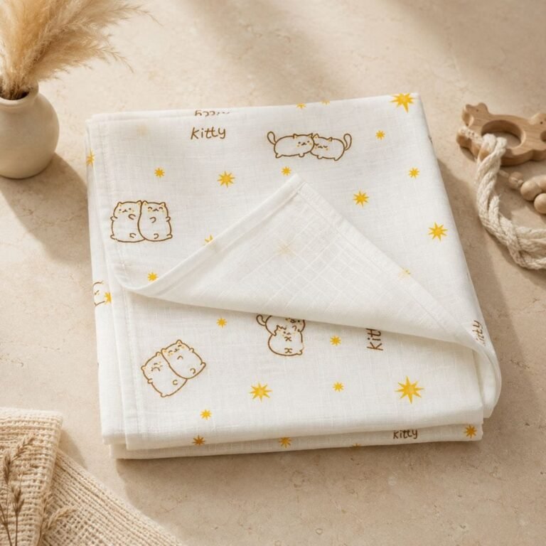 AivaKids Muslin Swaddle – Kitty & Stars