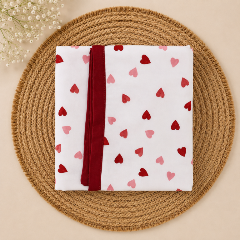 Premium Cotton Baby Dohar -  Heart  Print