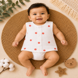 Coral Dot Muslin Jabla