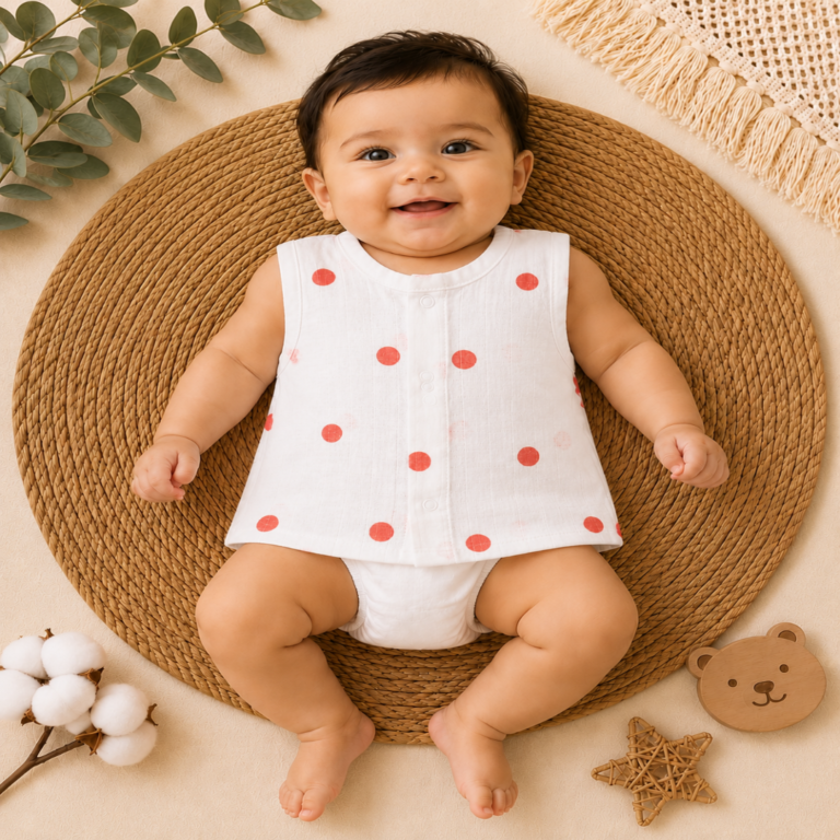 Coral Dot Muslin Jabla