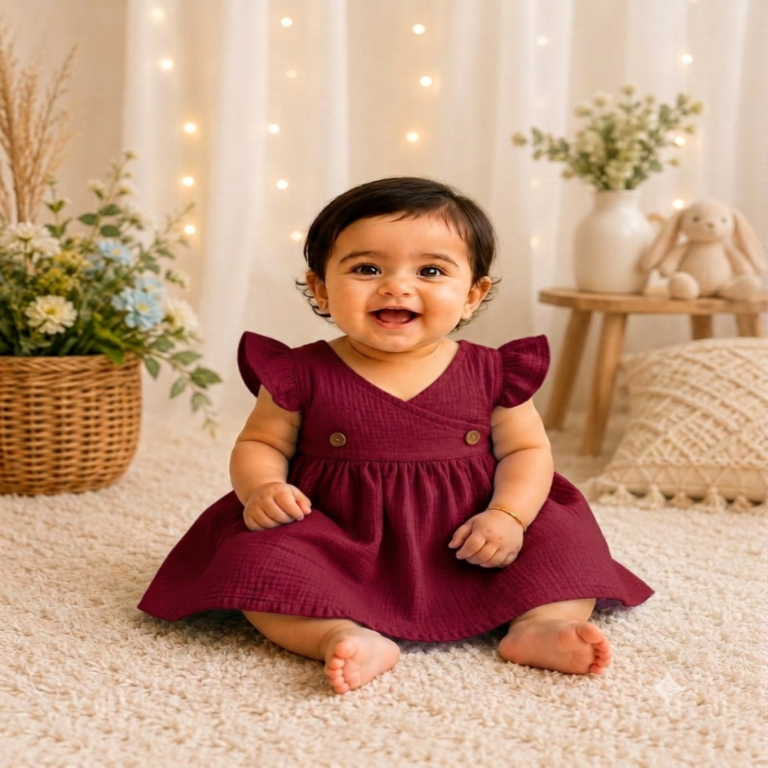 Maroon Petal Frock