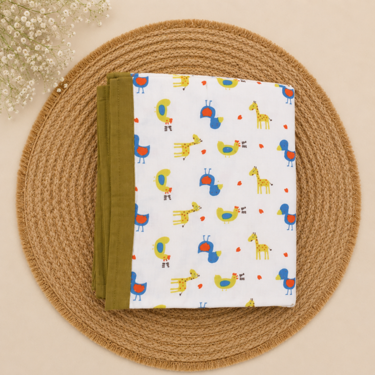 Premium Organic Cotton Baby Dohar - Giraffe and Bird Print