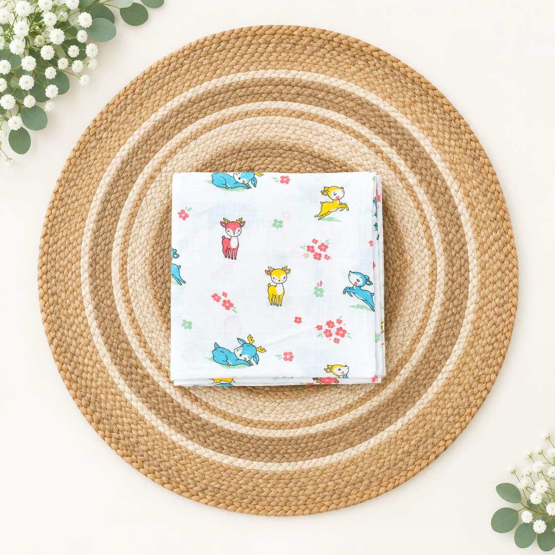 Muslin Swaddle - Deer and Bunny Print