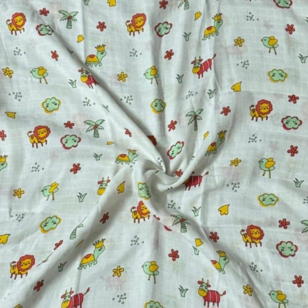 Muslin Baby Bath Towel - Safari Animals and Nature Print - Image 2