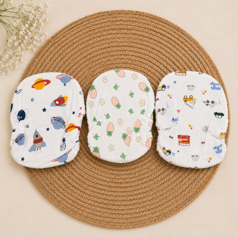Muslin Leakproof Velcro Diaper (Pack of 3) - Space,Fruit,Vehicle